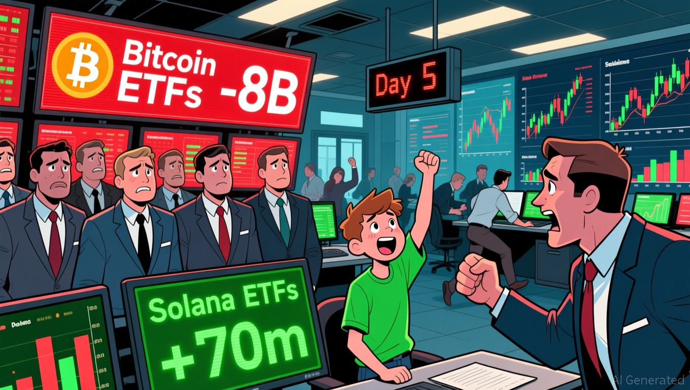 Bitcoin News Today: Bitcoin ETFs See $8B Outflows While Solana ETFs Draw $70M Over Five Consecutive Days