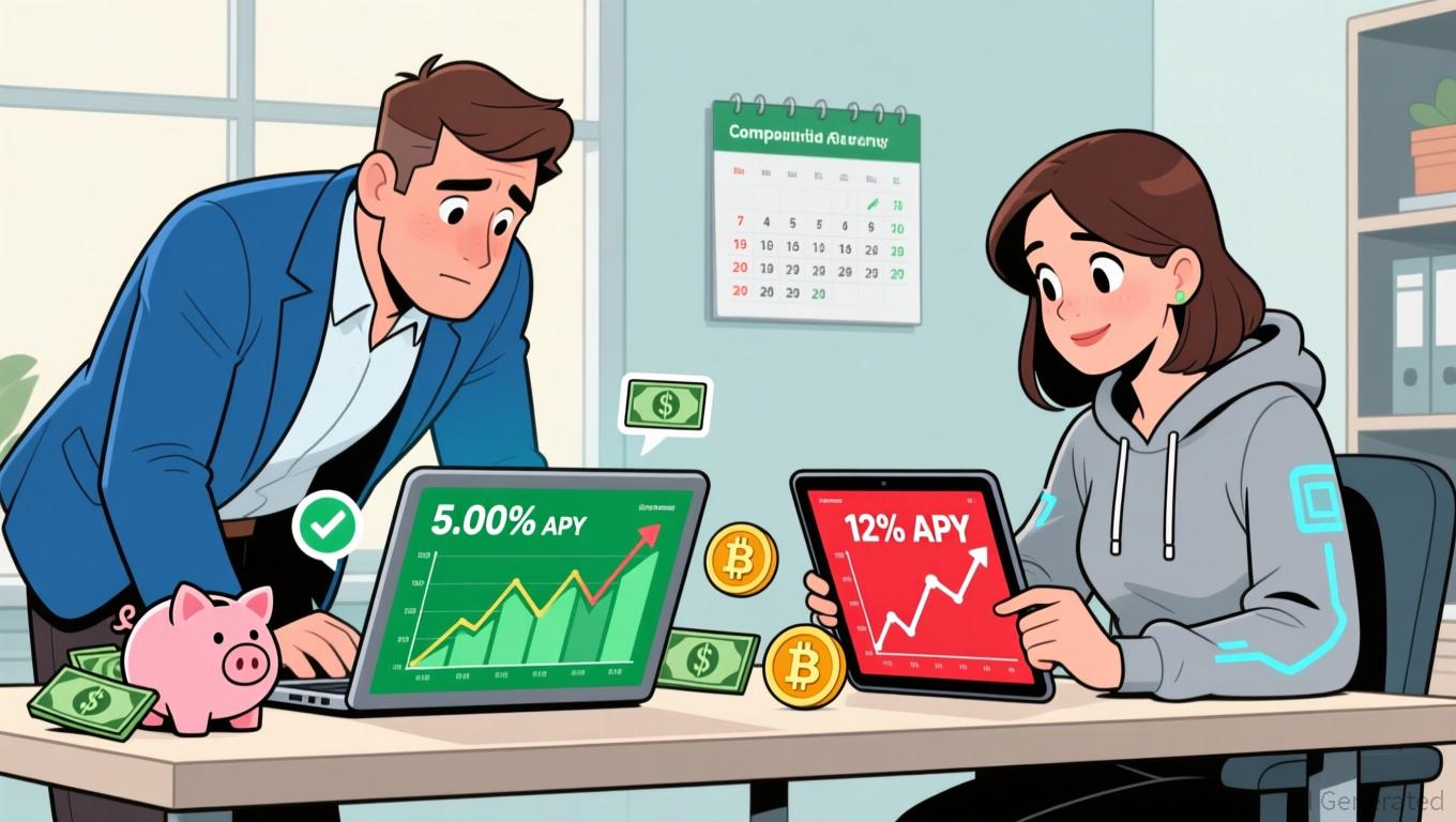 Savers Confront a Choice: Lock in Safe 5% Returns or Chase DeFi's Tempting 12%