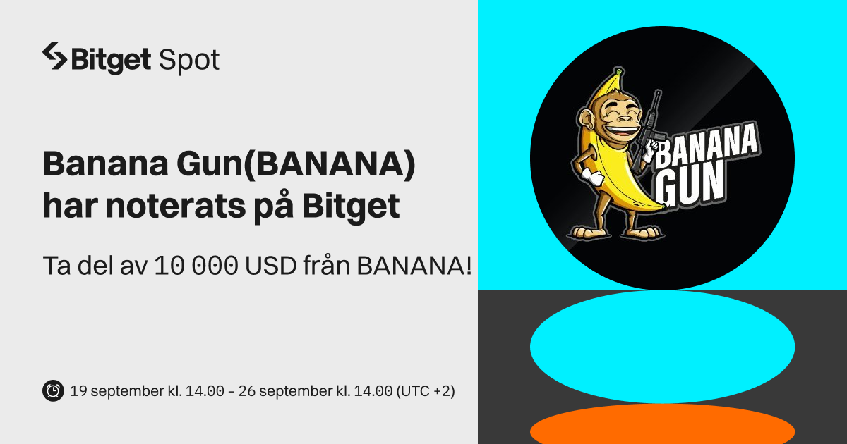 Banana Gun (BANANA) kommer att noteras på Bitget. Kom och ta del av