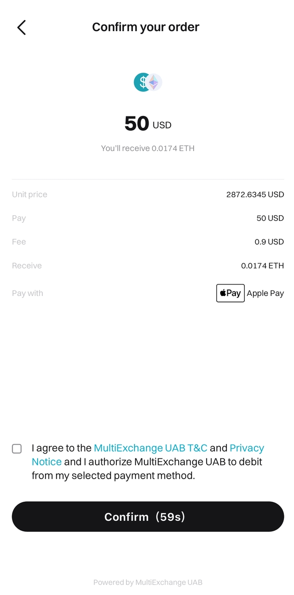 วิธีซื้อคริปโตผ่าน Google Pay และ Apple Pay บน Bitget image 10